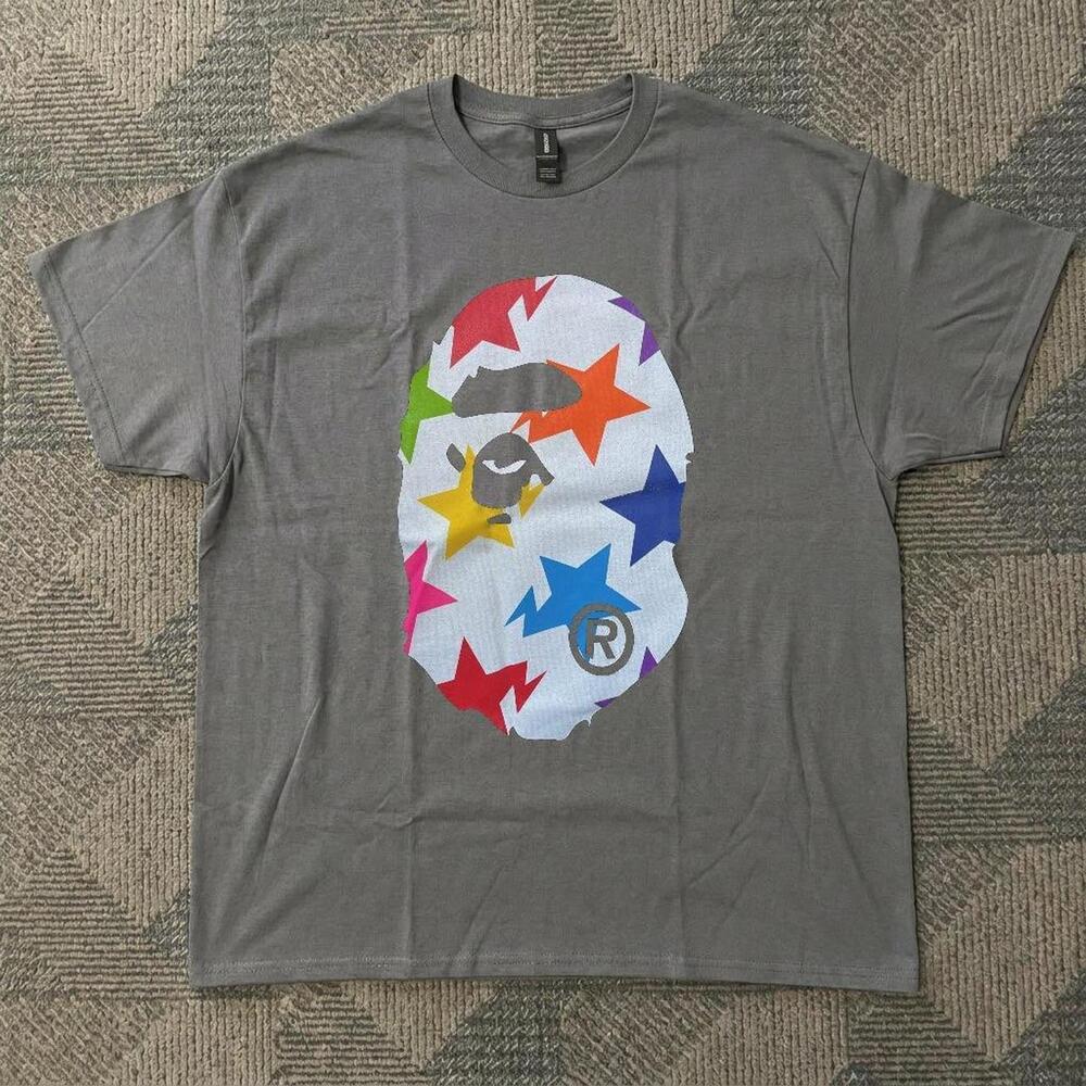 Grey Bape A Bathing Ape Colorful Cotton T Shirt
